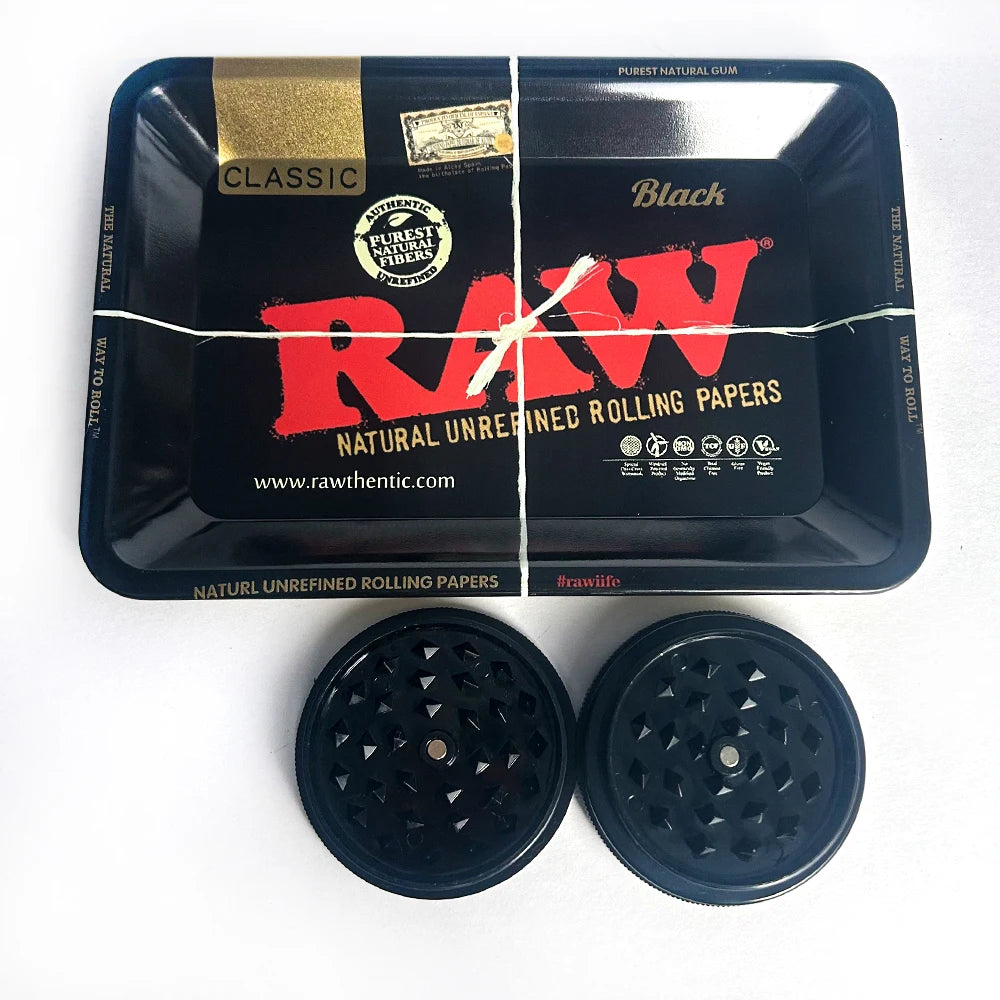 RAW-Inspired Metal Rolling Tray & Grinder Set